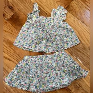 Baby Gap | two piece skirt and shirt | multi color floral| 3-6 months
